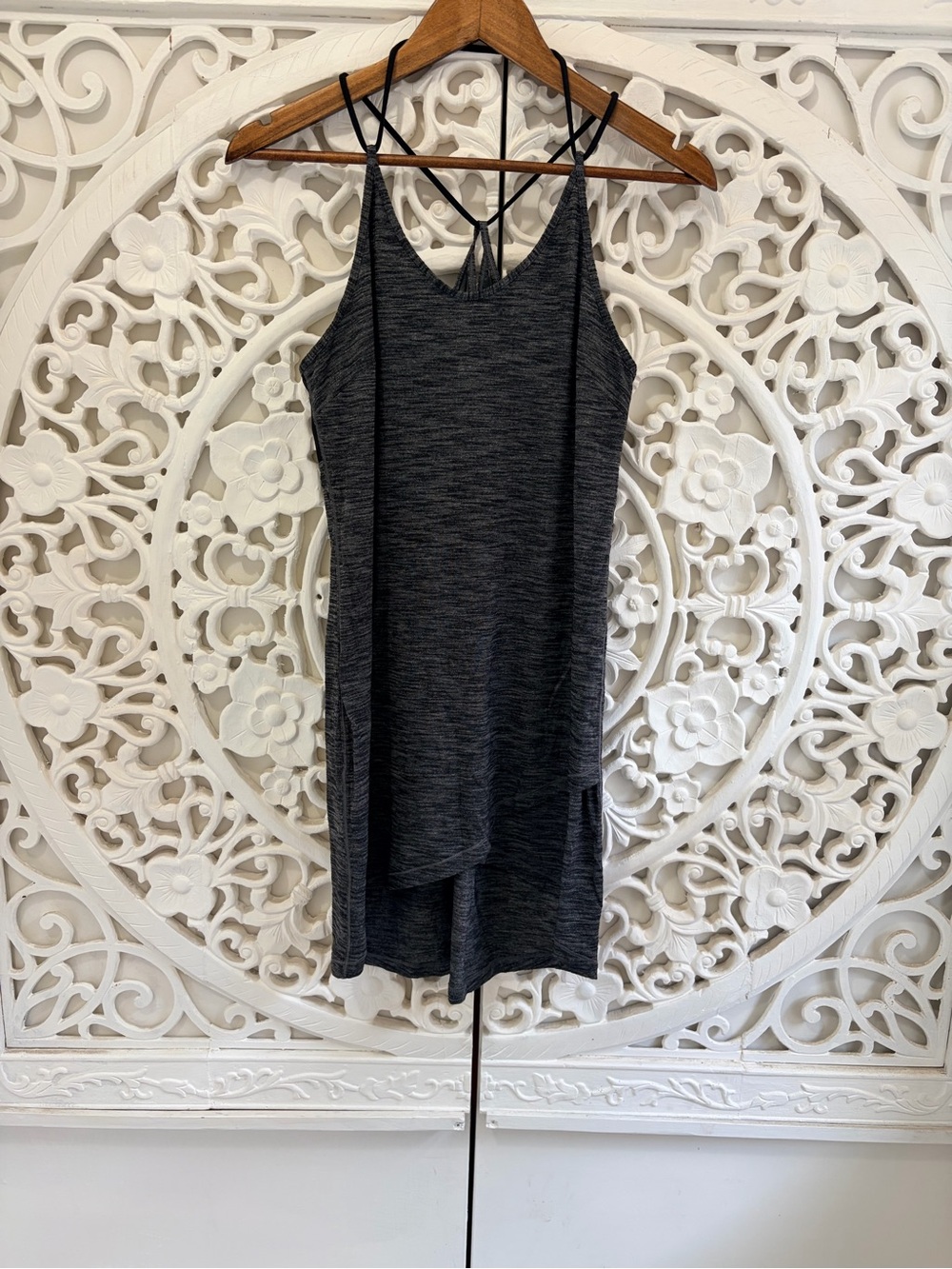 Lululemon Heathered Black Strappy Back High Low Dress Tunic
